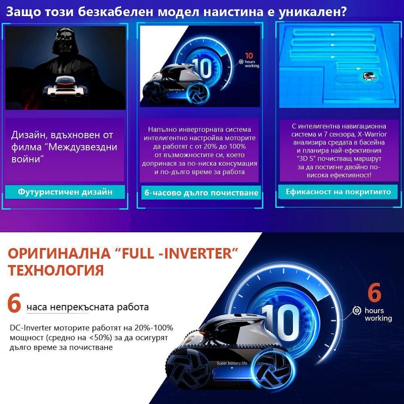 Безкабелен робот за басейн X-Warrior X60